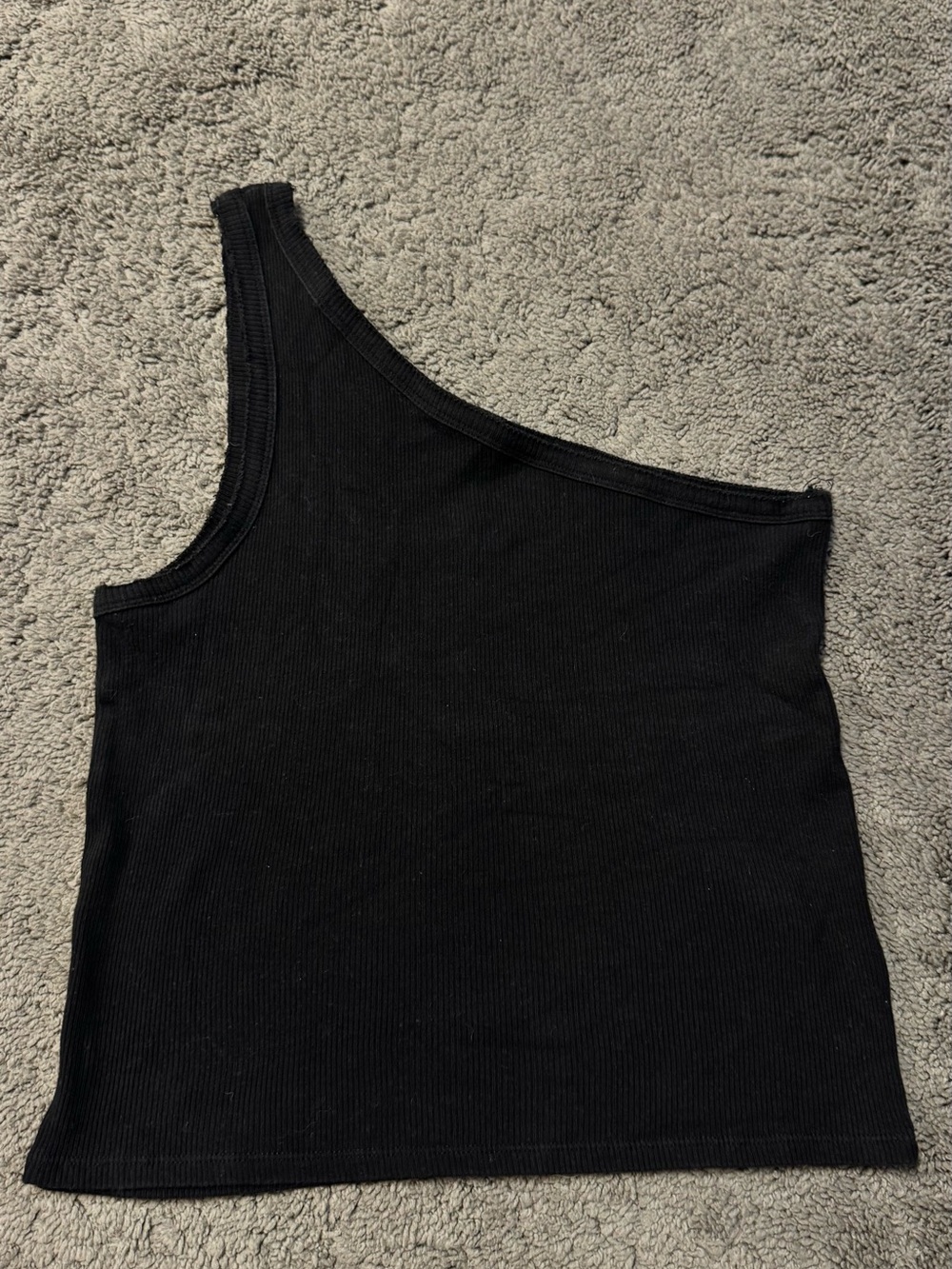 Adika One-Shoulder Black Ribbed Tank